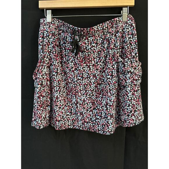 Margaret M Sporty Floral Miniskirt w/drawstring Sz L - Picture 1 of 5